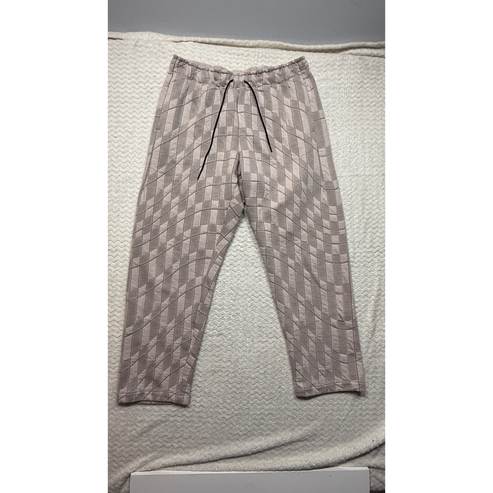 Nike Women Mauve Geometric Wavy Jacquard Knit Jogger Pants Medium DQ6323-234